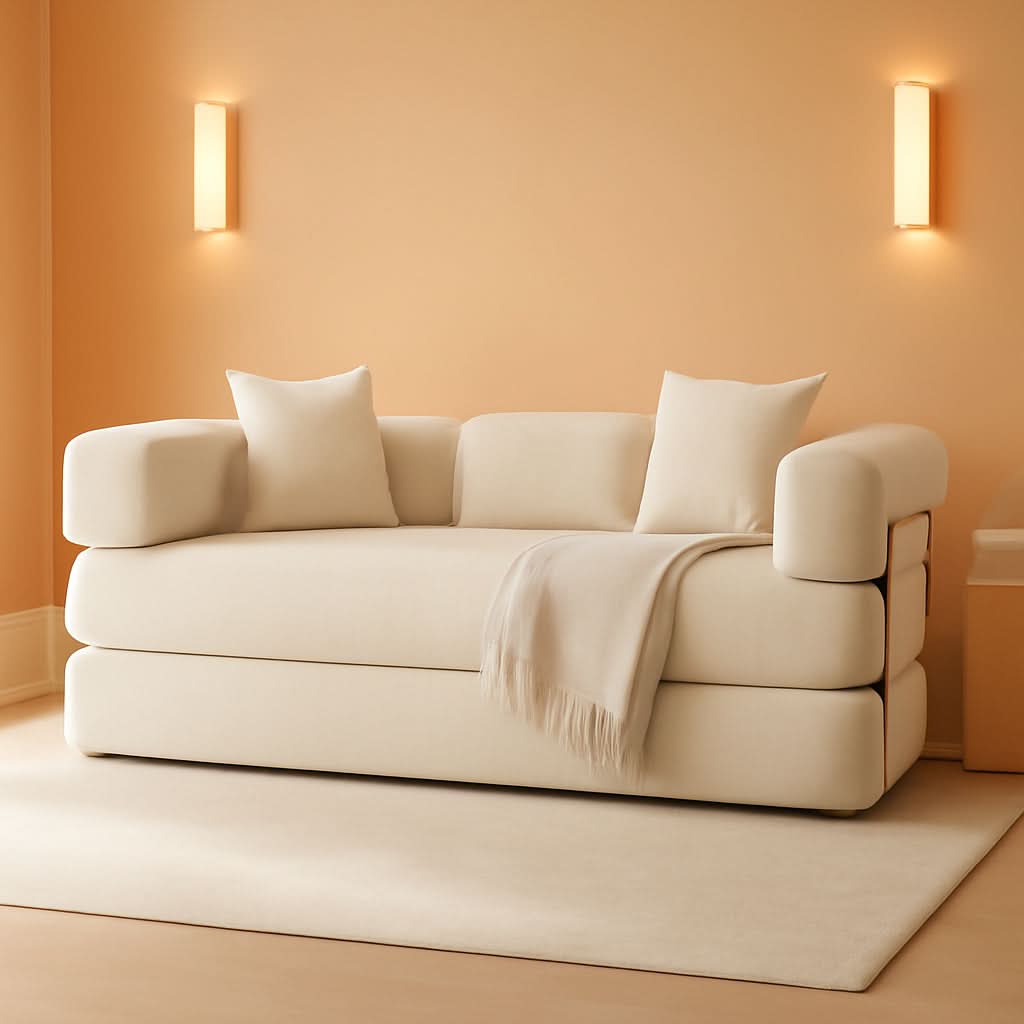 78-Inch Beige Convertible Sleeper Sofa