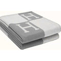 Monogram Pattern Reversible Throw Blanket in Gray