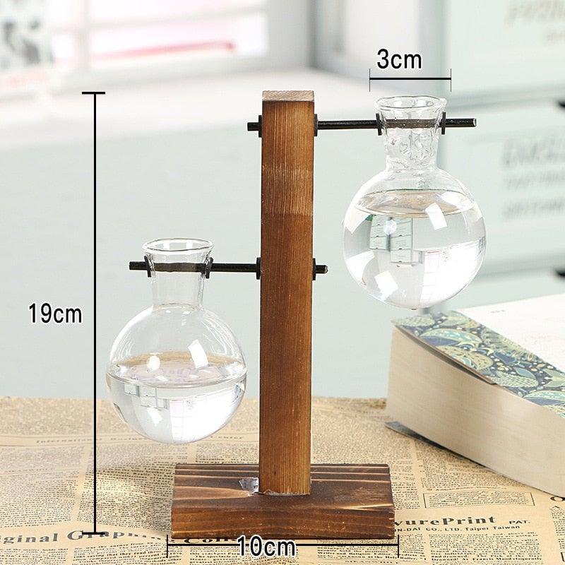 Glass Propagation Station with Wooden Stand