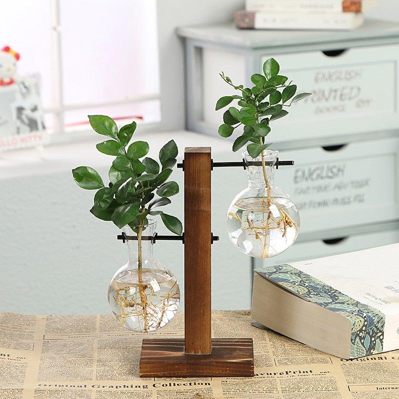 Glass Propagation Station with Wooden Stand