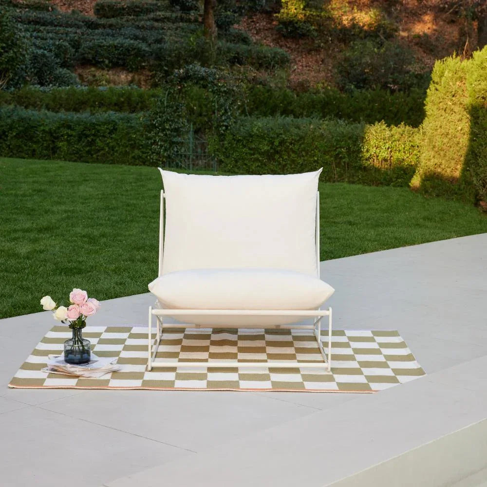White Aluminum Garden Lounge Chair with Cushions