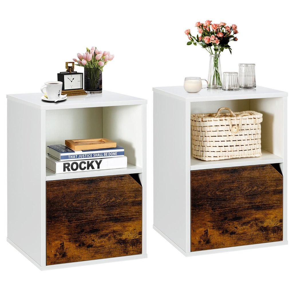 Open Storage Bedside Tables, Set of 2