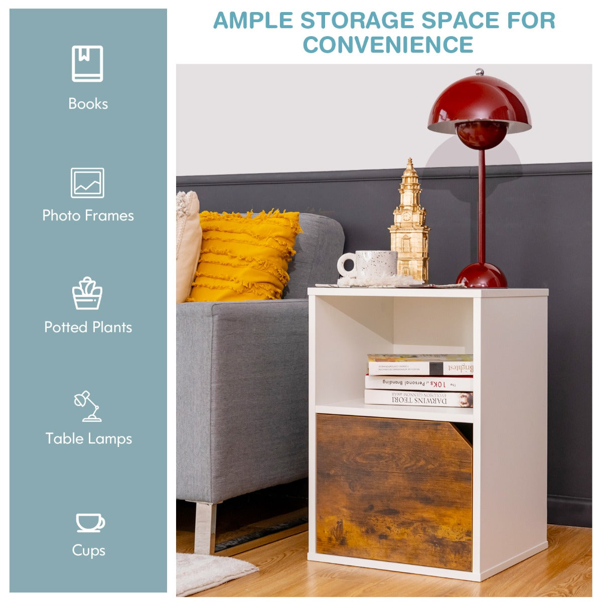 Open Storage Bedside Tables, Set of 2