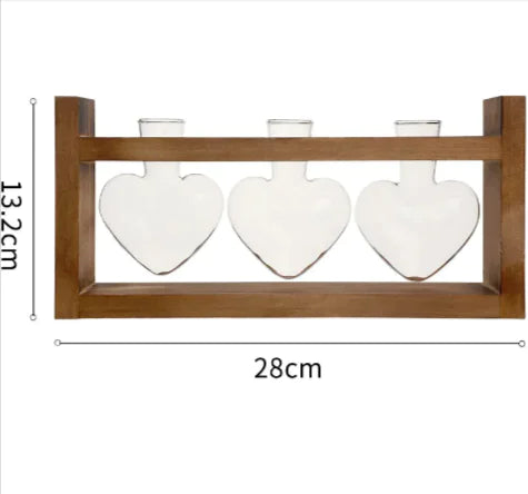 Heart-Shaped Glass Vase with Wood Stand