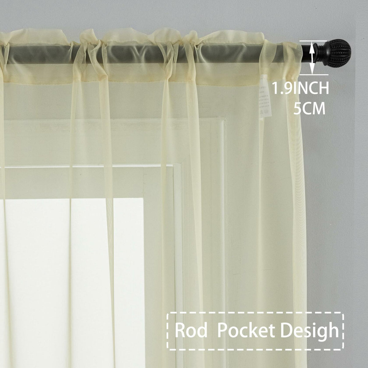 Gray Sheer Rod-Pocket Curtains, Set of Two