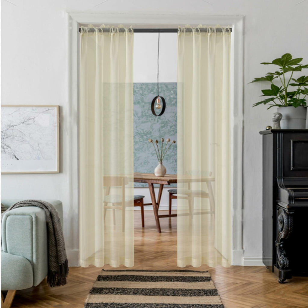 Gray Sheer Rod-Pocket Curtains, Set of Two
