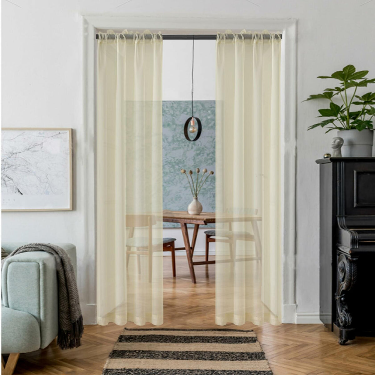 Gray Sheer Rod-Pocket Curtains, Set of Two