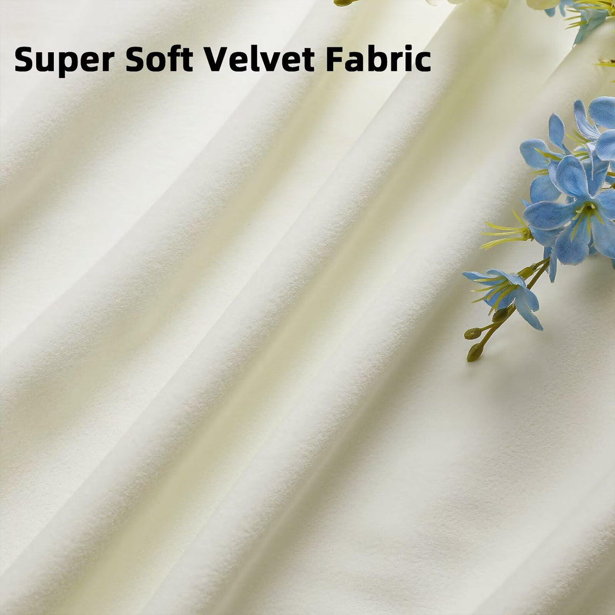 White Velvet Blackout Curtains, Set of Two