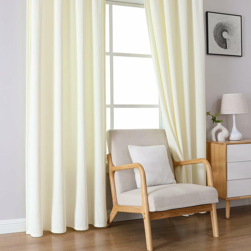 White Velvet Blackout Curtains, Set of Two