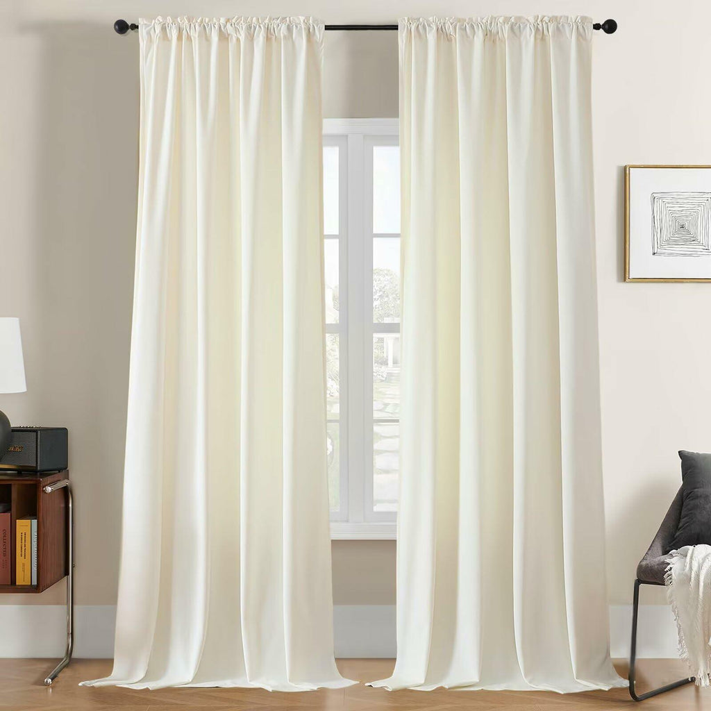 White Velvet Blackout Curtains, Set of Two