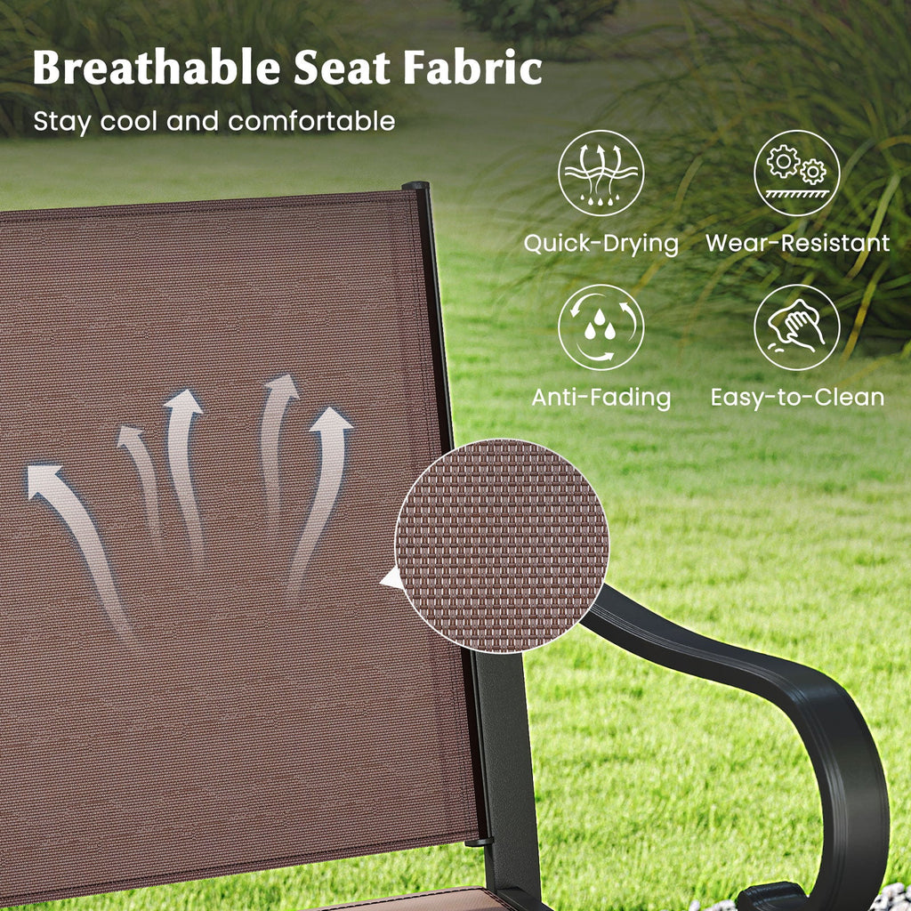 Outdoor Counter Height Bar Stools Set of 4 with Breathable Mesh Fabric