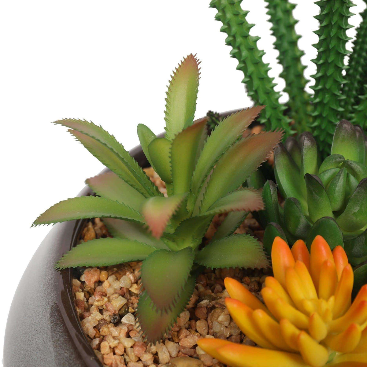 Potted Faux Succulents in Decorative Bowl