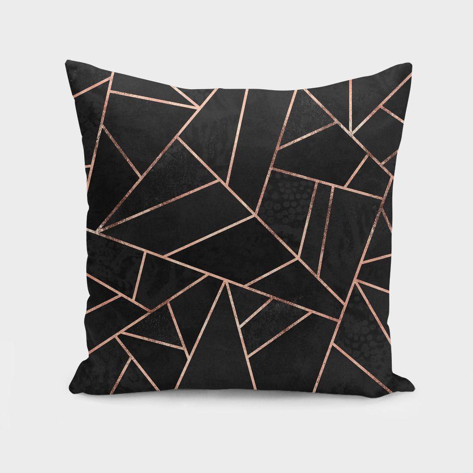 Velvet Black & Rose Gold Pillow