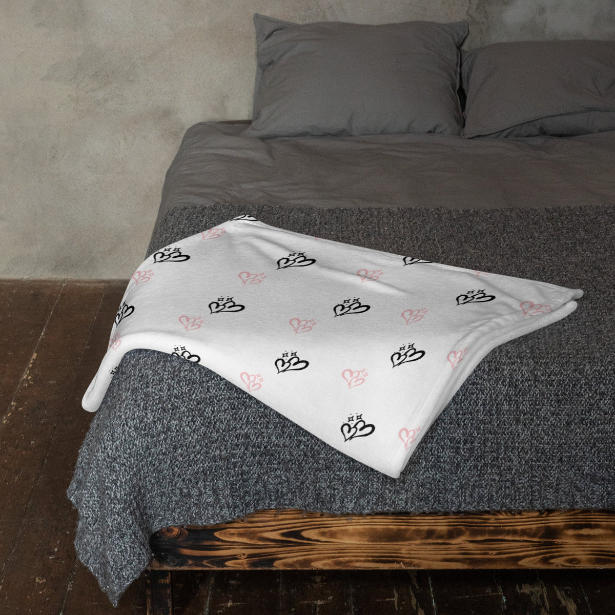 Double Hearted Throw Blanket (White)