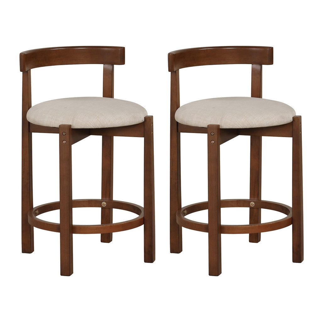 Beige 24-Inch Counter-Height Bar Stools, Set of 2