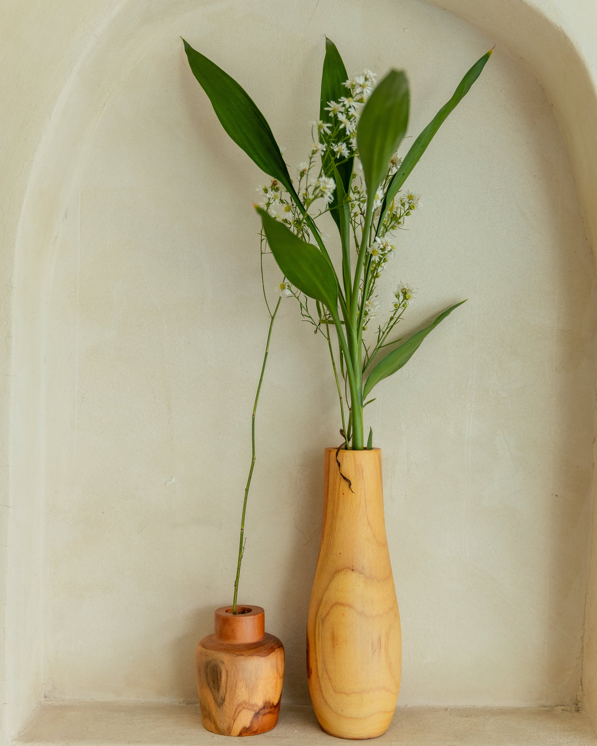 Teak Wavy Vases