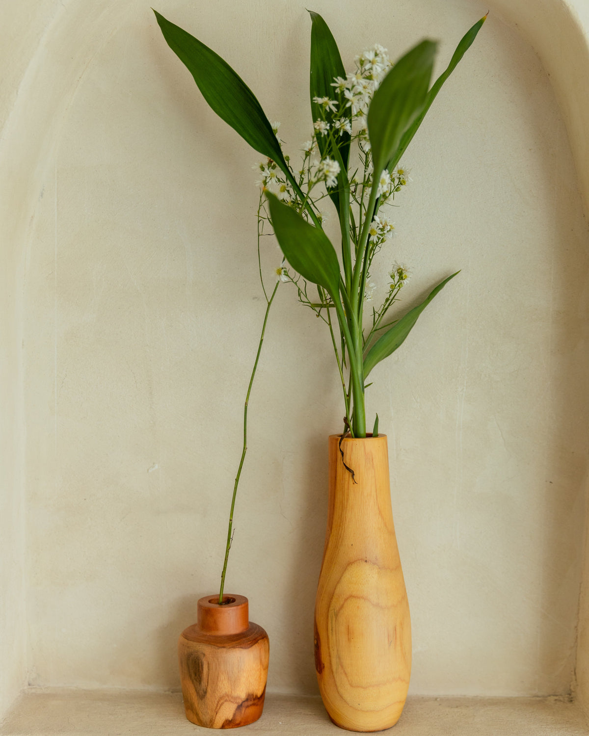 Teak Wavy Vases